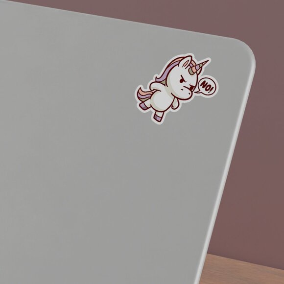 3pc - "NO!" Grumpy Unicorn Sticker Pack – Water Bottle, Tumbler, Laptop - Picture 6 of 8